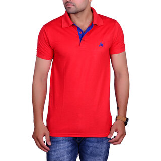 La Milano Red Polo Neck Half Sleeve T-Shirt for Men
