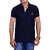 La Milano Navy Polo Neck Half Sleeve T-Shirt for Men