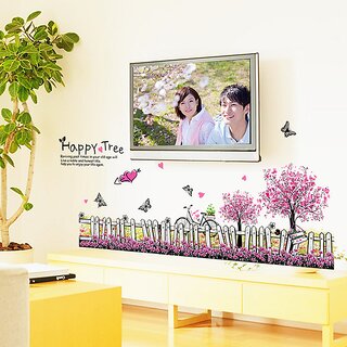                       AY7267 Dynamic well with tree and butterfly Nature WallSticker JAAMSO ROYALS                                              