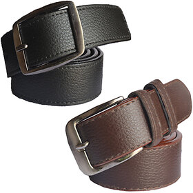Black & Brown Leatherite Belt For Mens