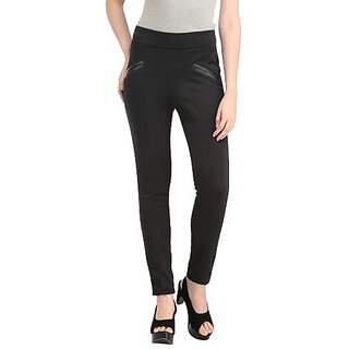 Womens Black Melange Joggers Strechable Pant