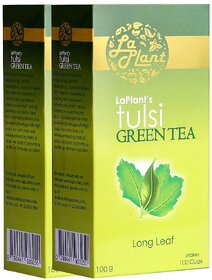 LaPlant Tulsi Green Tea, Long Leaf - 200 gm (Pack of 2)