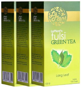 LaPlant Tulsi Green Tea, Long Leaf - 300 gm (Pack of 3)