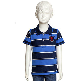                       Tales Stories Blue Striped Polo T-Shirt                                              