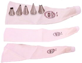 NOOR COMBO OF CAKE DECORATION ICING BAGS -25CM,35CM,40CM WITH 5 NOZZLE