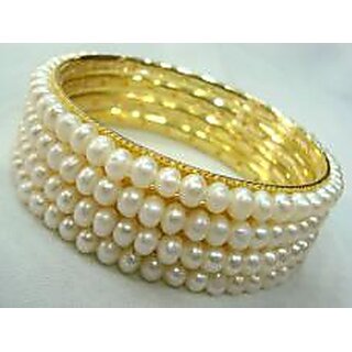 Pearl Golden Bangles set of 4