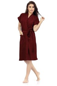 Imported Cotton Bathrobe (Maroon)