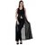 Raabta Fashion Plain Black Cape Long Dress With Padded