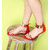Estatos Open Toe Single Strap Zip Closure Red Colured Flat Sandal