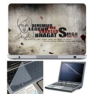 FineArts Laptop Skin 15.6 Inch With Key Guard  Screen Protector - Bhagat Singh