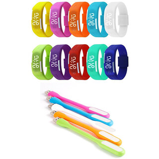 Snaptic LED Jelly Digital Watch with Flexible USB LED Lamp