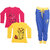 IndiWeaves Girls Combo Pack 3 (Pack of 2 Full Sleeves T-Shirts and 1 Lowers/Track Pant )Multicolor