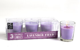 Set Of 3 Hosley Highly Fragranced Lavender Fields Filled Glass Candles