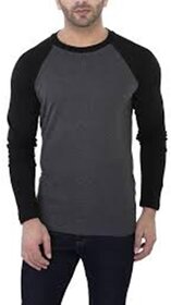 Zembo Men'S Black  Grey Round Neck T-Shirt