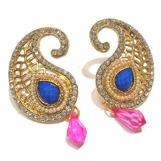                       Golden  Pink and Blue pearl drop tops earring                                              