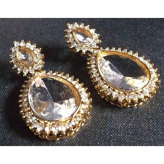                       Pearl Stone Drop White stone Earring                                              