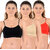 Chileelife Non-Padded Sports Bra Combo (Black, Beige, Red, Pack Of 3)