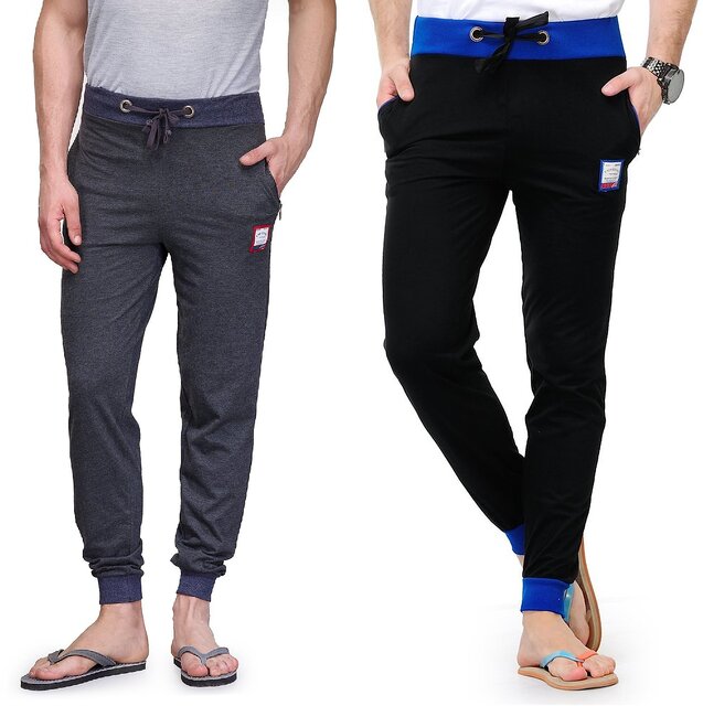 Men's Super Combed Cotton Comfort Fit Track with Zipper Pocket Black
