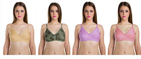 Chileelife Wirefree Non-Padded Bras (Pack Of 4)