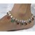 Maroon green kundan white stone anklet