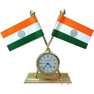 Indian Flag With Clock For Office/Car/Home
