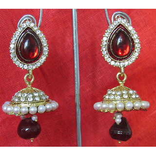                       Maroon drop wonderful tilak  jumka earring                                              