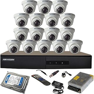 Hikvision 7216-HGHI-E1 16 DVR 16 HD Dome Cameras + 1 TB HDD Total KIT
