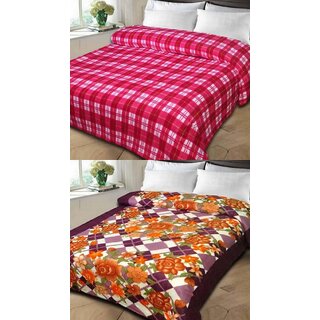 HDECORE Set of 2 double bed blanket01prnt01chk