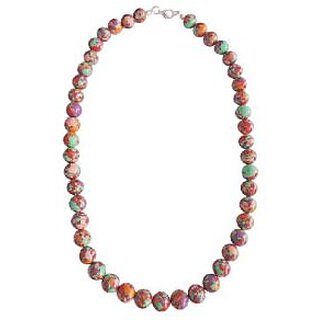                      Multi Color Plain Round Mosaic Beads 18 Inch Necklace                                              