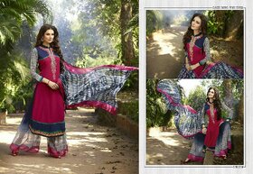 Tuba Georgett  Semi stitched printed plazzo suit with embroidery for women