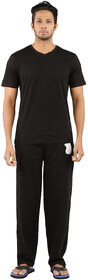 Red Line Mens Black Cotton Sleeper Wear Set