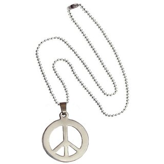                       Men Style Hot Selling High Polished  Peace Sign Symbol  Silver  Stainless Steel Circle Pendent For Men And Women                                              
