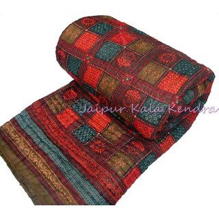                       Krg Double Bed Premium Jaipuri Razai Dabu Print Rajasthani Quilt Winter Blanket                                              