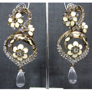                       White Trendy flower earring                                              