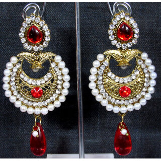                       Red drop attractive polki earring                                              