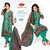 Baalar Women's Unstitched Karachi Cotton Dress Material Green/Red 4009