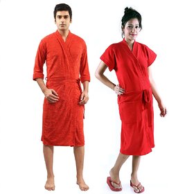 Imported Cotton Bathrobes Combo (pack of 2)- Red