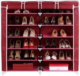 HomeBasics 6 Layer Double Shoe Rack Organizer Polyester Standard Shoe Rack Multicolor