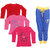 IndiWeaves Girls Combo Pack 4 (Pack of 3 Full Sleeves T-Shirts and 1 Lowers/Track Pant )_Red::Pink::Red::Blue_Size:-6-7 Years