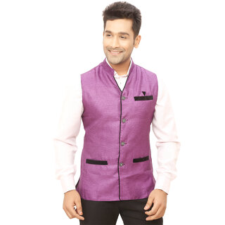 Kandy Purple Regular Fit Nehru Jacket For Men