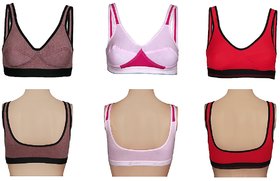 Pack of 3 Multicolour Gym Sports Bra Active Bra Ladies Girsl Tshirt Bra
