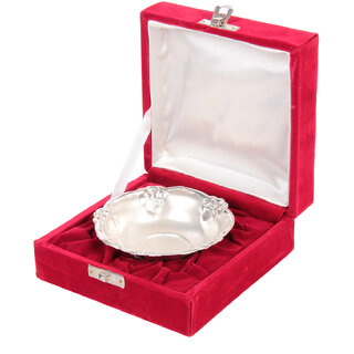 German Silver Bowl With Velvet Gift Box