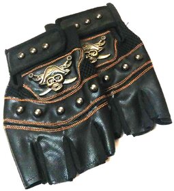 J.V.BLACK LEATHER BIKE HAND GLOVES (B)