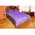 Idoleshop Embroidered Cotton Purple Floral Double Bedhseet With Two Pillow Covers