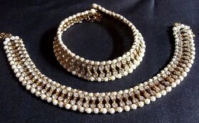 Golden Pearl Double line anklet