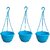 Hanging planter plastic with bottom tray Blue color( PACK OF 3)- Minerva Naturals