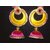 Two Pink And Yellow Jhumkas.
