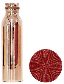 Rastogi Handicrafts Genuine Copper Water Bottle Jointless Leak Proof Amp Plain 900 Ml Capacity With A Coaster