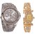 Rosra Silver And Aks Golden Collection Fancy Couple Analog Watches For Men And Women