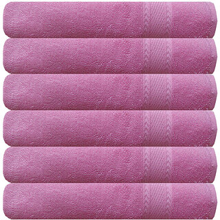 AKIN Pink Cotton Hand Towels Set Of 6 ( Length15 Inches, Width25 Inches)